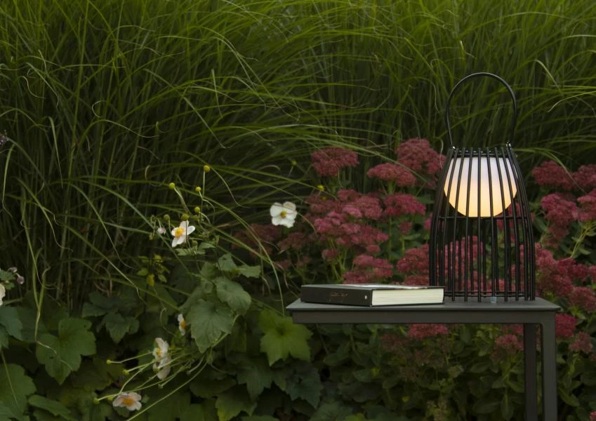 Lucide FJARA - Tafellamp Buiten - Ø 17,5 cm - LED Dimb. - 1x0,3W 2800K/3200K - IP44 - 3 StepDim - Zwart - sfeer 1